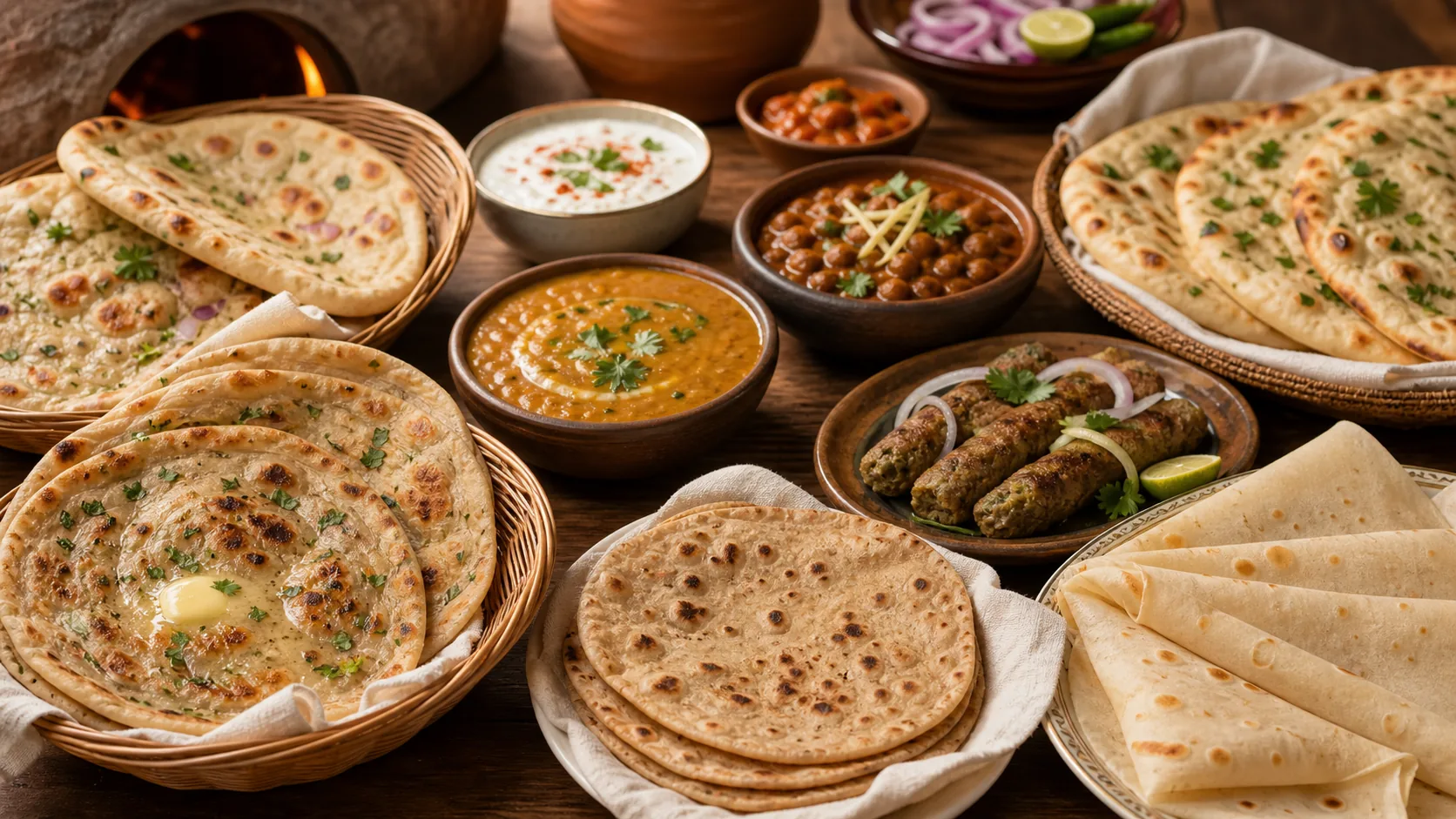 North Indian Breads Guide: Naan, Roti, Kulcha, Paratha, Roomali, and What to Pair With Each